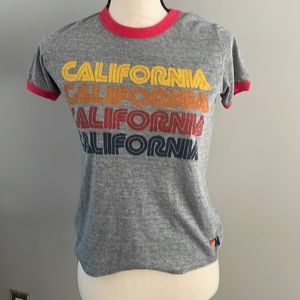 Aviator Nation Gray Tee with Multicolor California Print